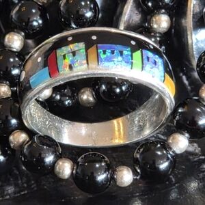 Colorful Inlay Galaxy Ring In SS 🌌🆕️ Size 10